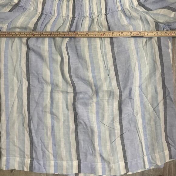 Cloth And Stone Off The Shoulder Top Size Medium Blue And White Short Sleeve - Picture 7 of 13